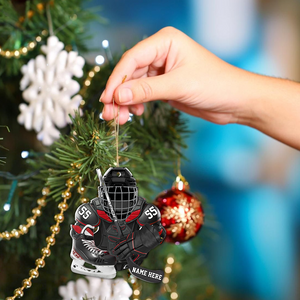 Personalized Hockey Equipment Christmas 2 Sided Shape Acrylic Ornament Gift for Hockey Lover Hockey Players