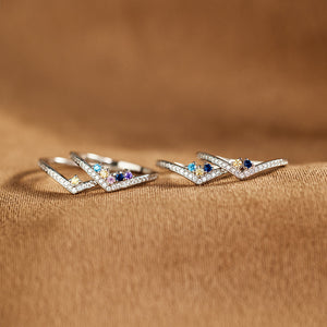 Personalized 1-6 Birthstones Chevron Pavé Ring