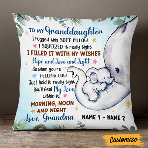 Personalized Granddaughter Elephant Birth Announcement Pillow