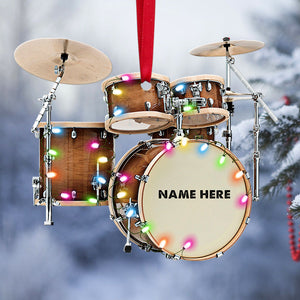 Drum Kit with Christmas Lights Personalized Christmas Ornament