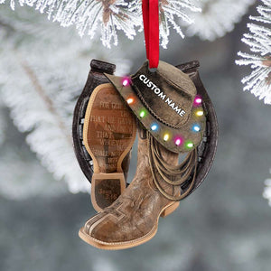 Cowboy For God - Personalized Flat Ornament -Cowboy Boots Hat and Lasso