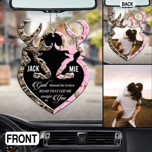 Personalized Heart Of Buck And Doe God Blessed Two Sided Ornament