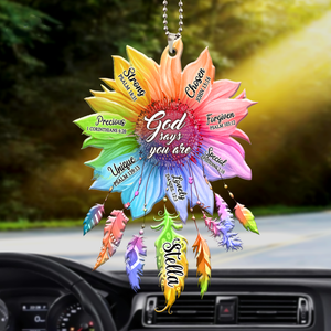 Personalized Rainbow Sunflower God Says Ornament
