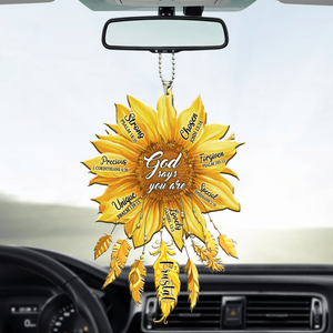 Personalized Sunflower Feather God Says You Are Ornament