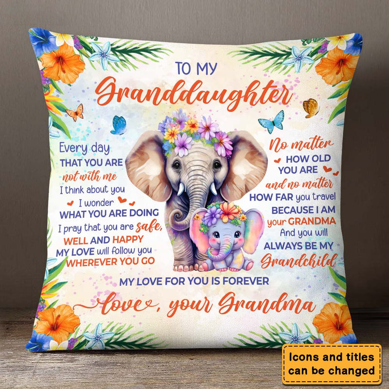 Personalized Gift For Granddaughter Elephant Pillow