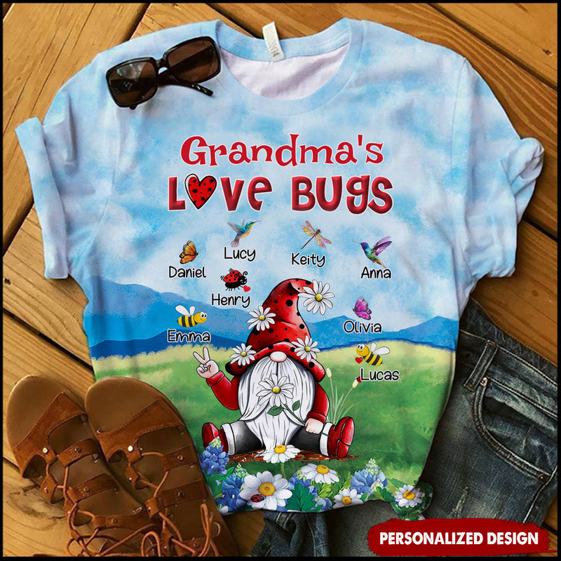 Grandma's Love Bugs Drawf Personalized 3D T-shirt