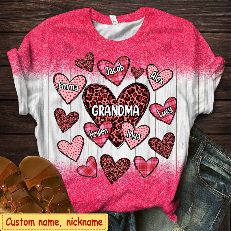 Cute Sweetheart Grandkids Personalized 3D T-shirt Perfect Gift for Grandmas Moms Aunties