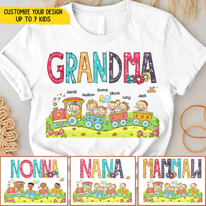 Grandma Mom Cute Kids On The Train Of Love Mother's Day Birthday Anniversary Gift Personalized Tshirt