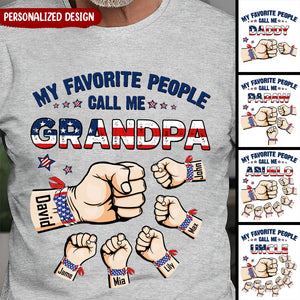 My Favorite People Call Me Grandpa Hand To Hands Personalized T-shirt