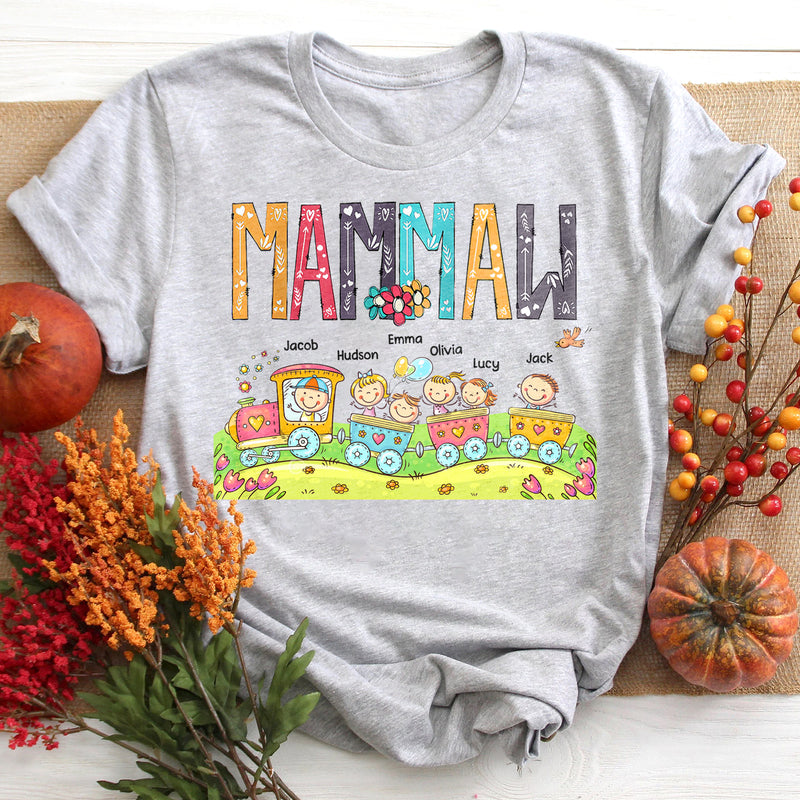 Grandma Mom Cute Kids On The Train Of Love Mother's Day Birthday Anniversary Gift Personalized Tshirt