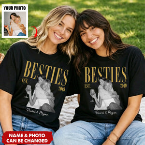 Vintage Retro Besties Best Friends Upload Photo - Personalized Shirt - Birthday Gift For Best Friends, Matching Friends Group T-shirt