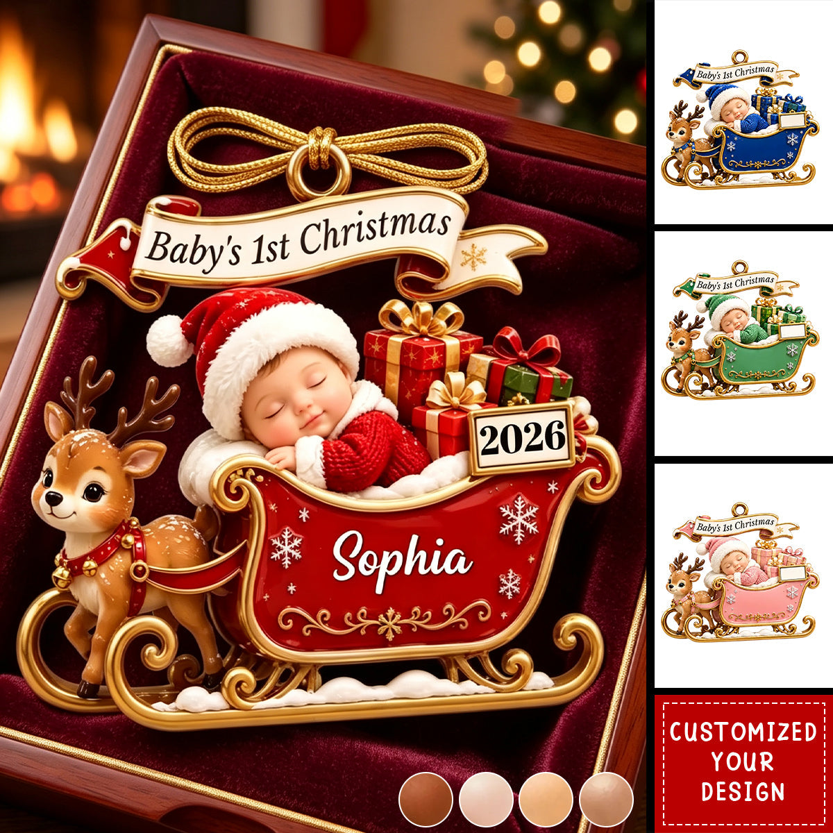 Custom First Christmas Acrylic Ornament - Personalized Christmas Baby Shower