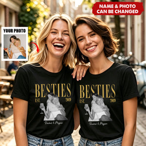 Vintage Retro Besties Best Friends Upload Photo - Personalized Shirt - Birthday Gift For Best Friends, Matching Friends Group T-shirt