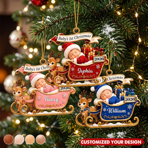 Custom First Christmas Acrylic Ornament - Personalized Christmas Baby Shower