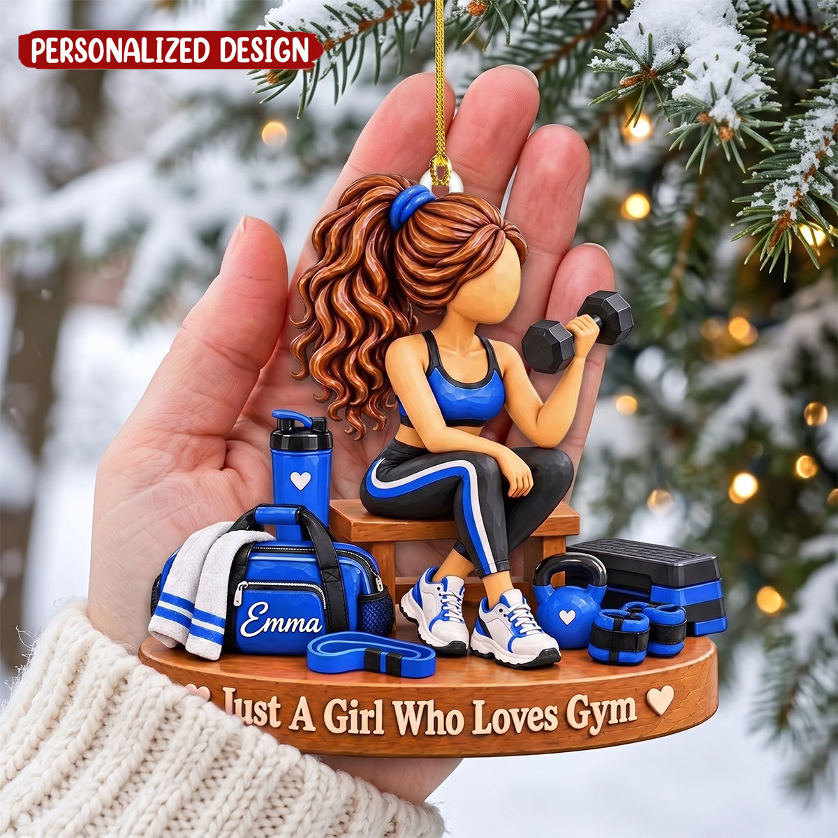 Personalized Gym Girl Ornament, Just A Girl Who Loves Gym Acrylic Ornament