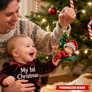 Sleeping Baby Acrylic Ornament - Personalized Baby First Christmas 2026 Custom Name Keepsake