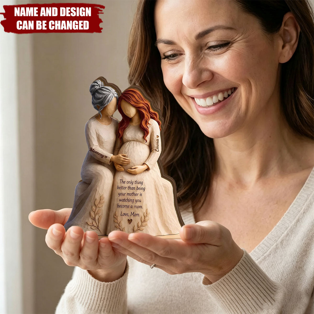 Watching You Become A Mom - Personalized Customized 3-layered Wooden Plaque
