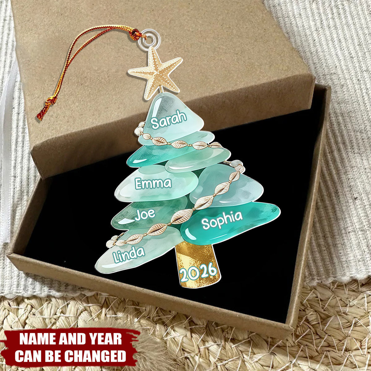 Sea Glass Family Tree - Personalized Acrylic Custom Shape Ornament
