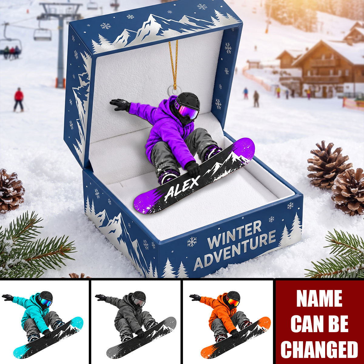 Personalized Snowboarder Acrylic Ornament — Gift For Snowboarding Lovers
