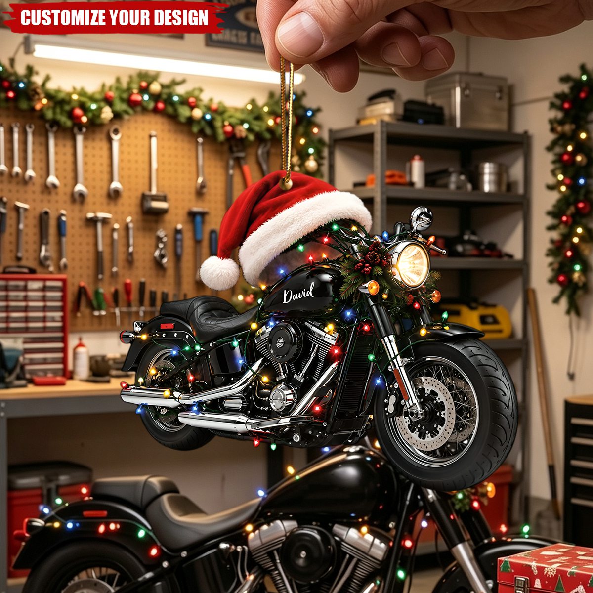 Personalized Motorcycle Christmas Ornament - Custom Biker Keepsake