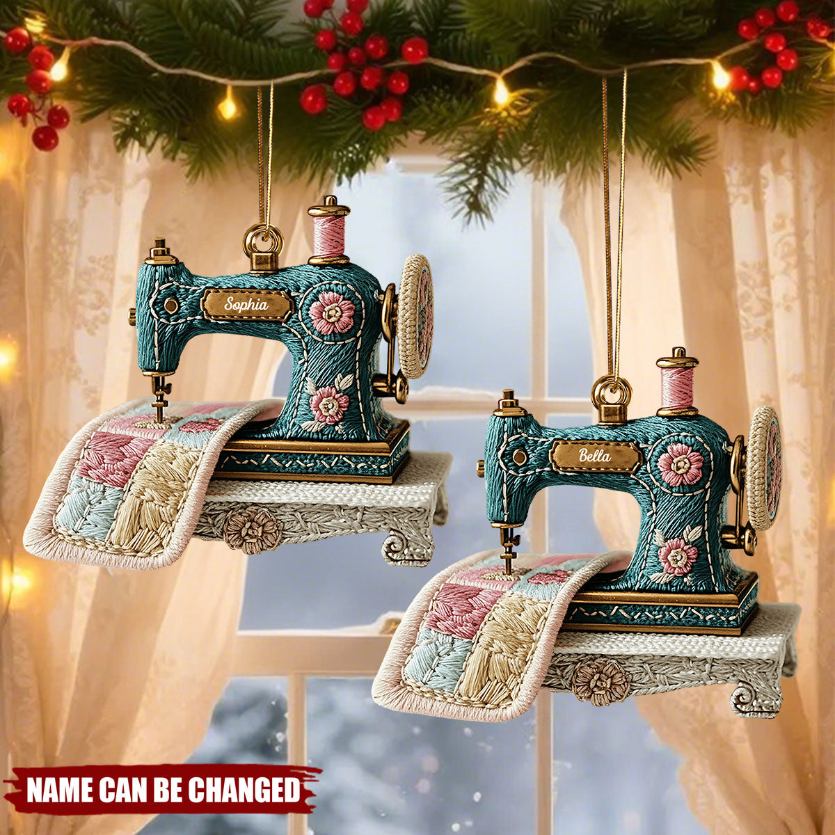 Vintage Sewing Machine - Personalized Sewing Ornament - helloxe