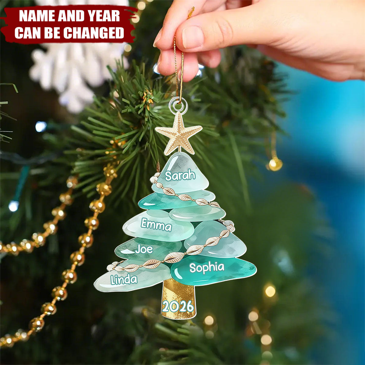 Sea Glass Family Tree - Personalized Acrylic Custom Shape Ornament