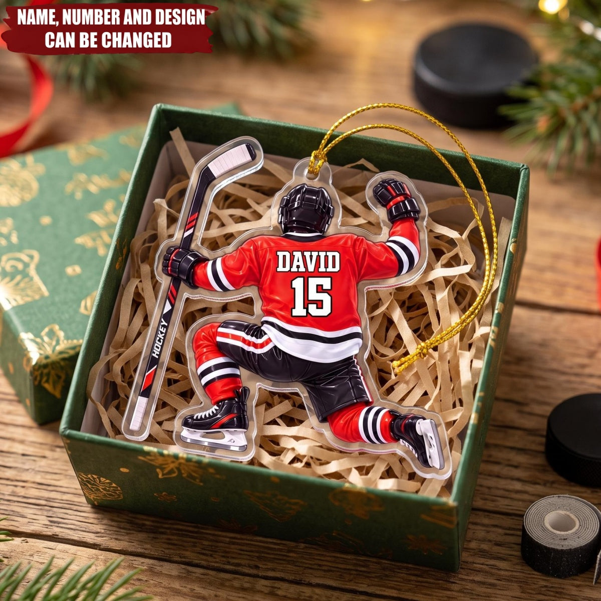 Forever Hockey – Personalized Acrylic Custom Shape Ornament
