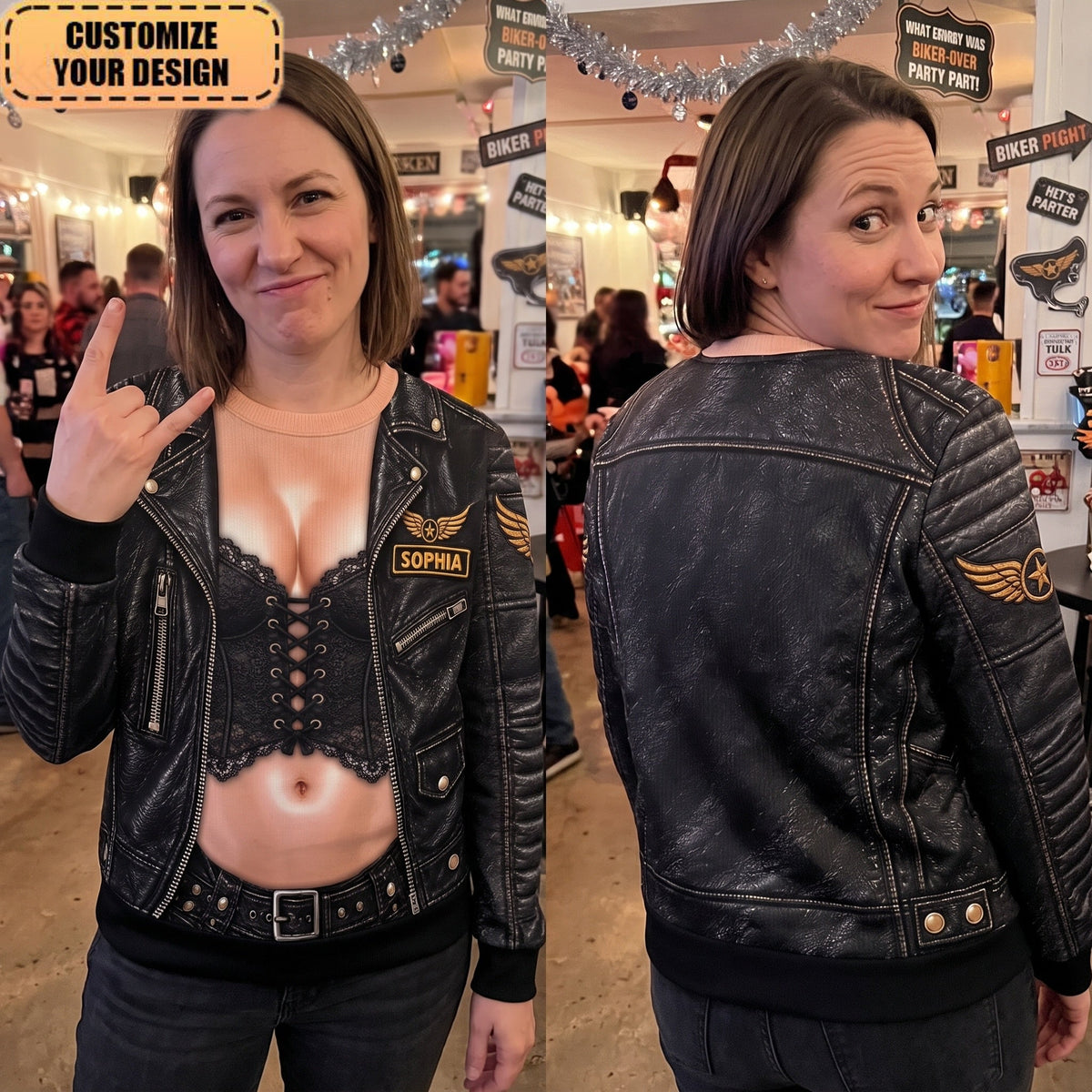 Custom Name Funny Biker Christmas Gifts For Couples - Personalized Ugly Sweater