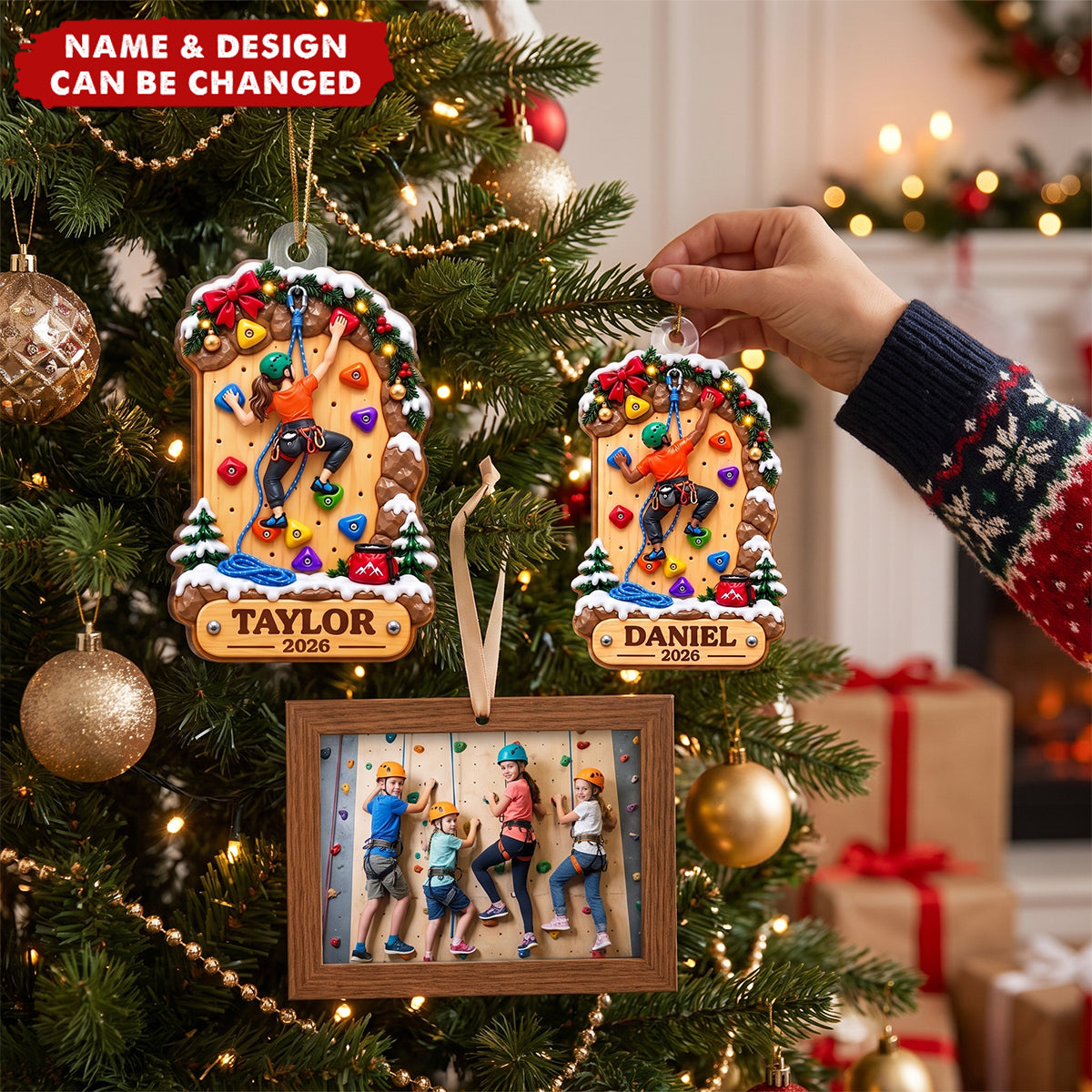 Personalized Rock Climbing Acrylic Ornament-Gift For Rock Climbers, Kids & Grandkids