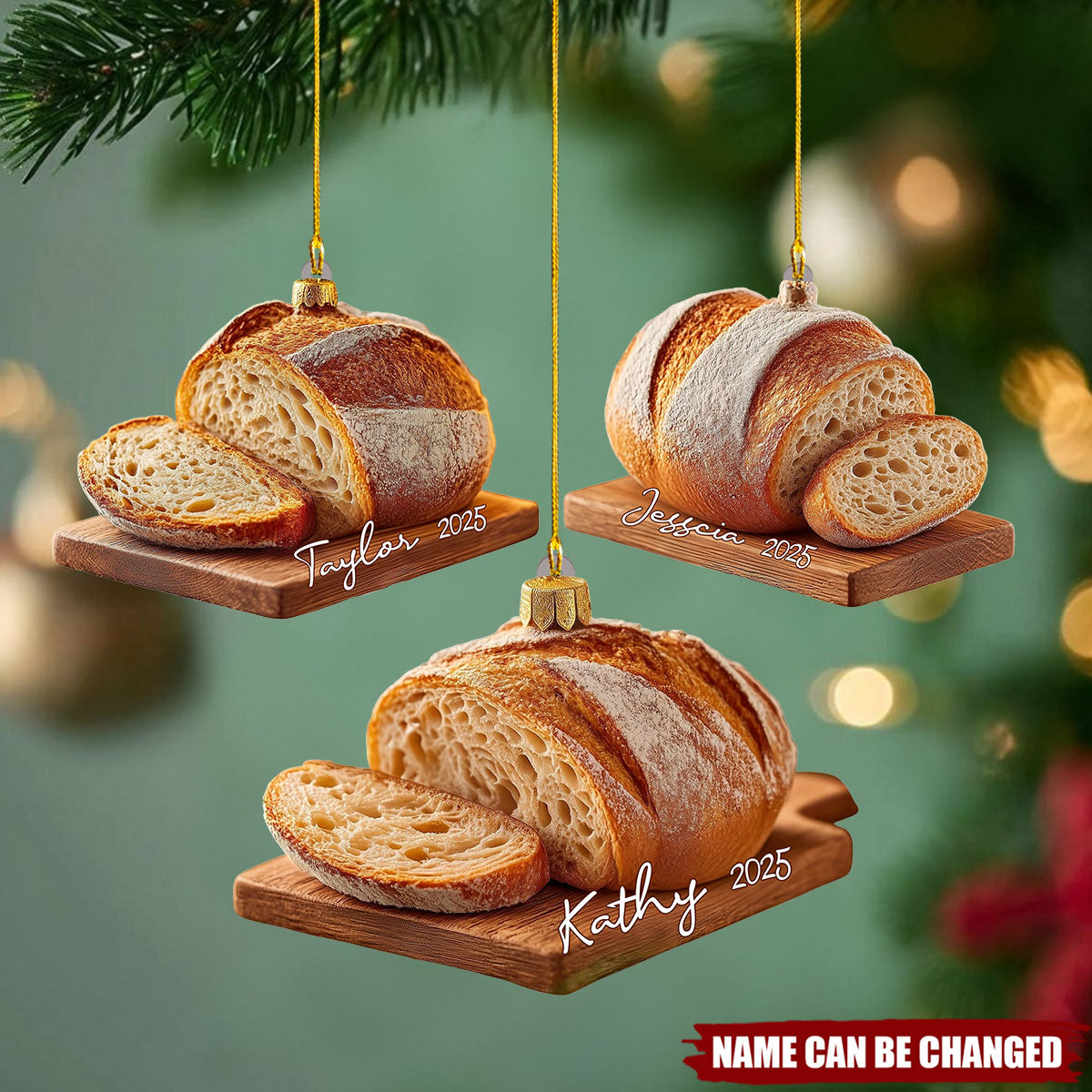 Personalized Sourdough Bread Ornament, Rustic  Acrylic Christmas Gift