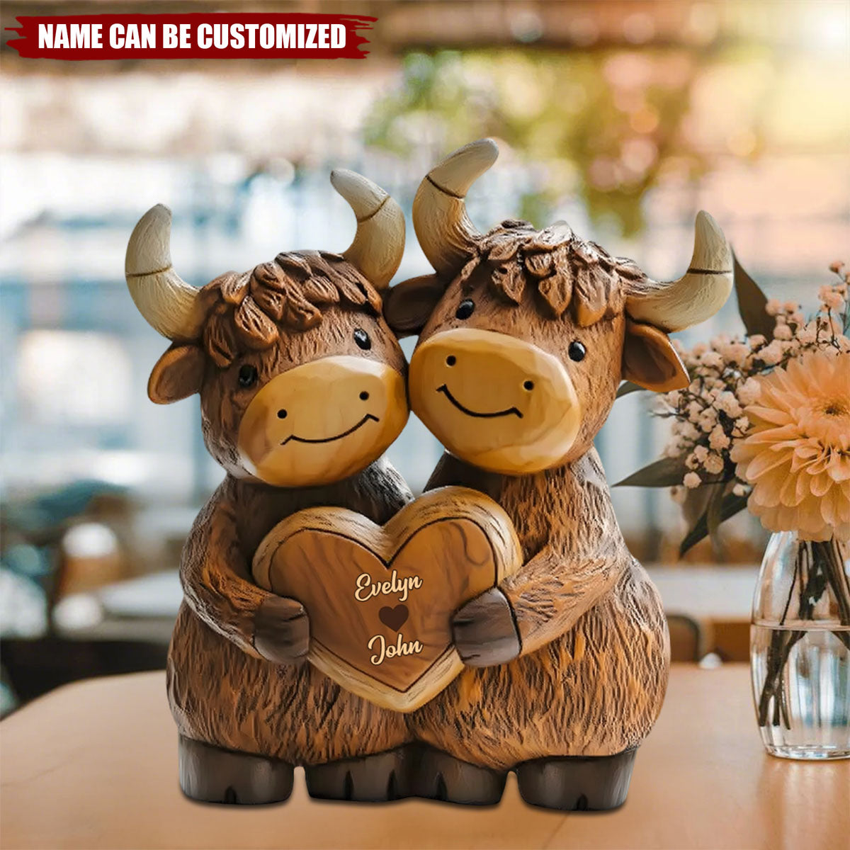 Cow Custom Cute Highland Cow Couple - Personalized Highland Cow Custom Shaped Acr ...