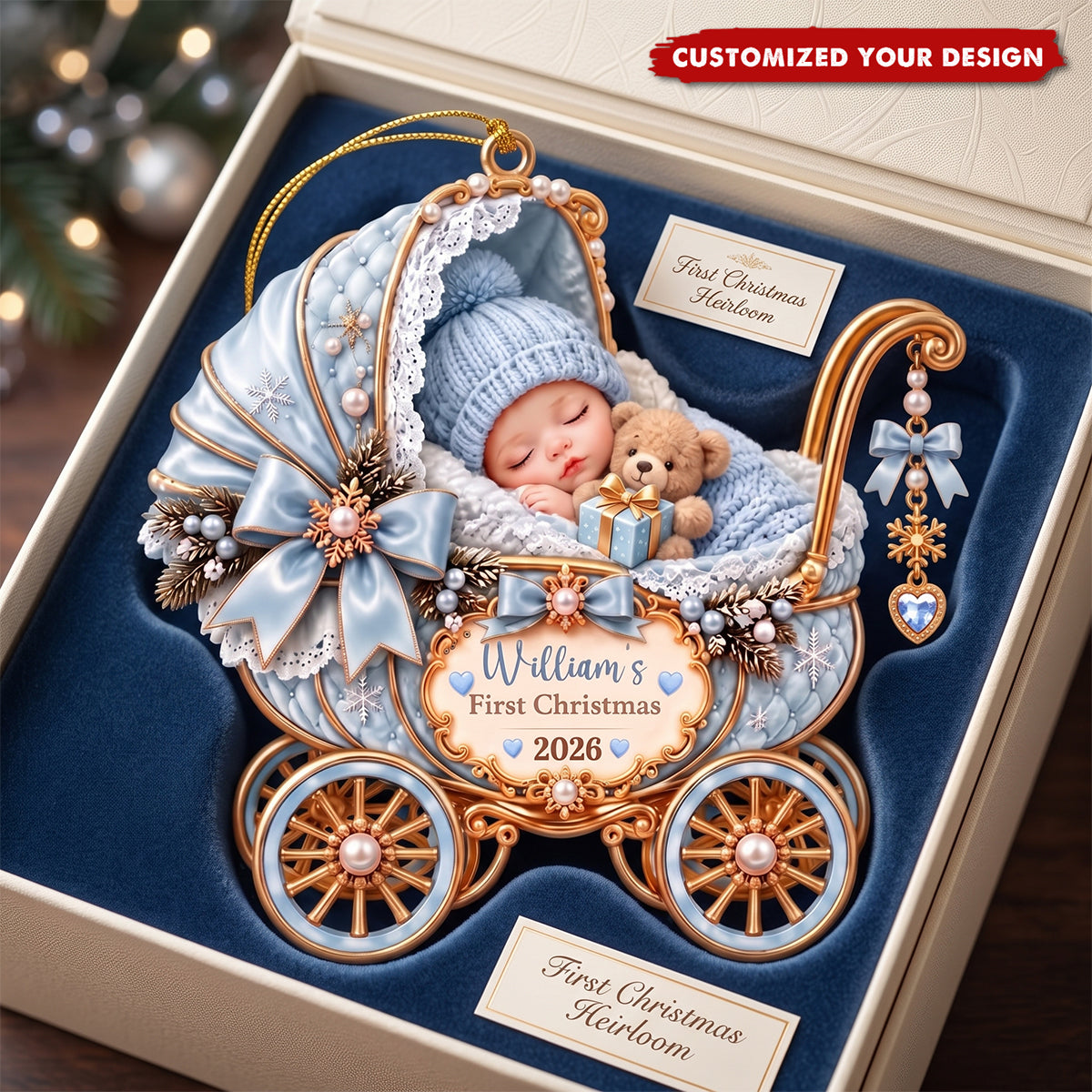 Baby's First Christmas Ornament – Personalized Stroller-Shaped Acrylic Keepsake