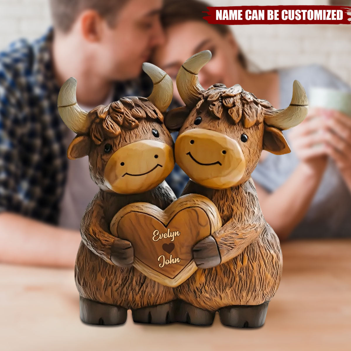 Cow Custom Cute Highland Cow Couple - Personalized Highland Cow Custom Shaped Acr ...