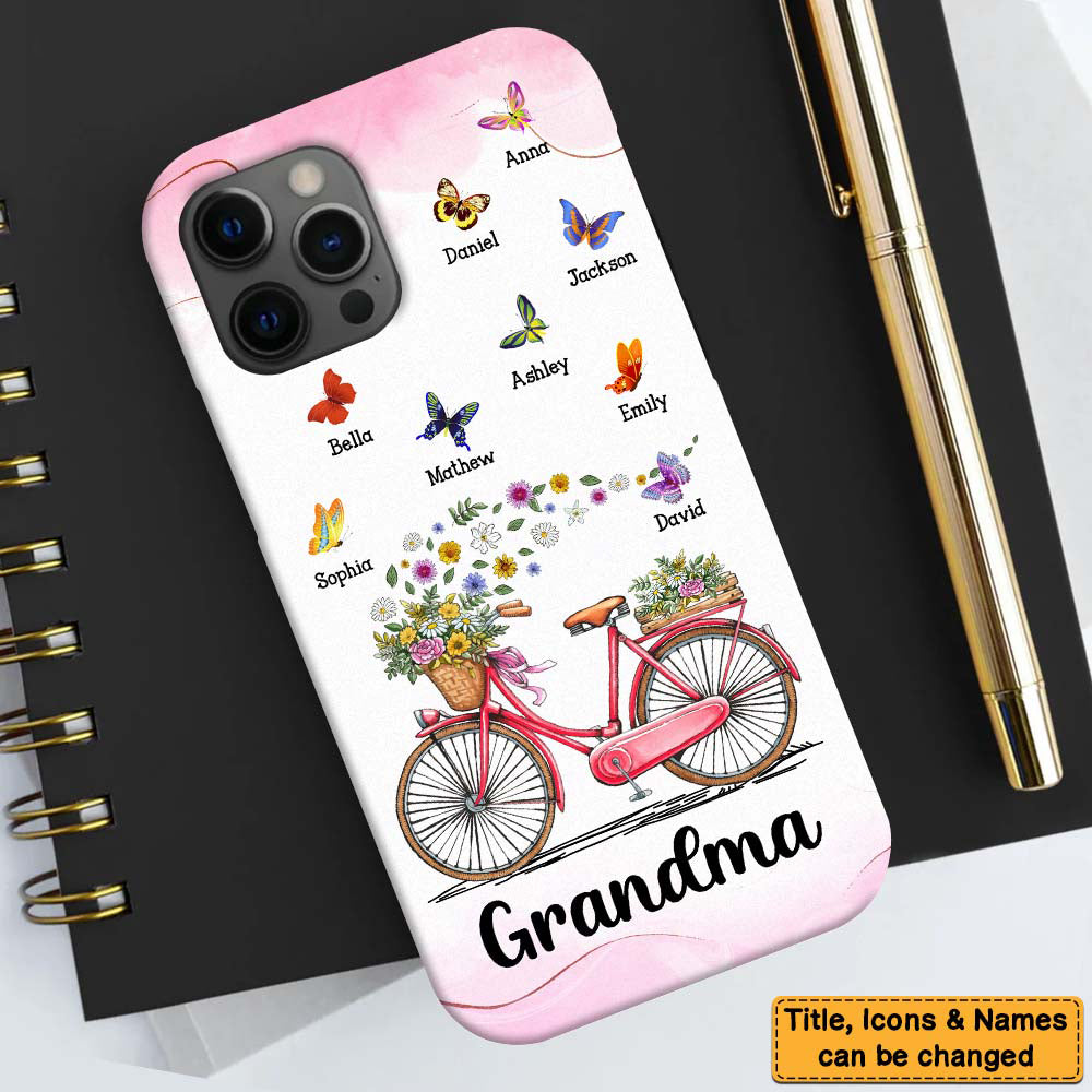Personalized Gift for Grandma Bicycle With Flowers Phone Case