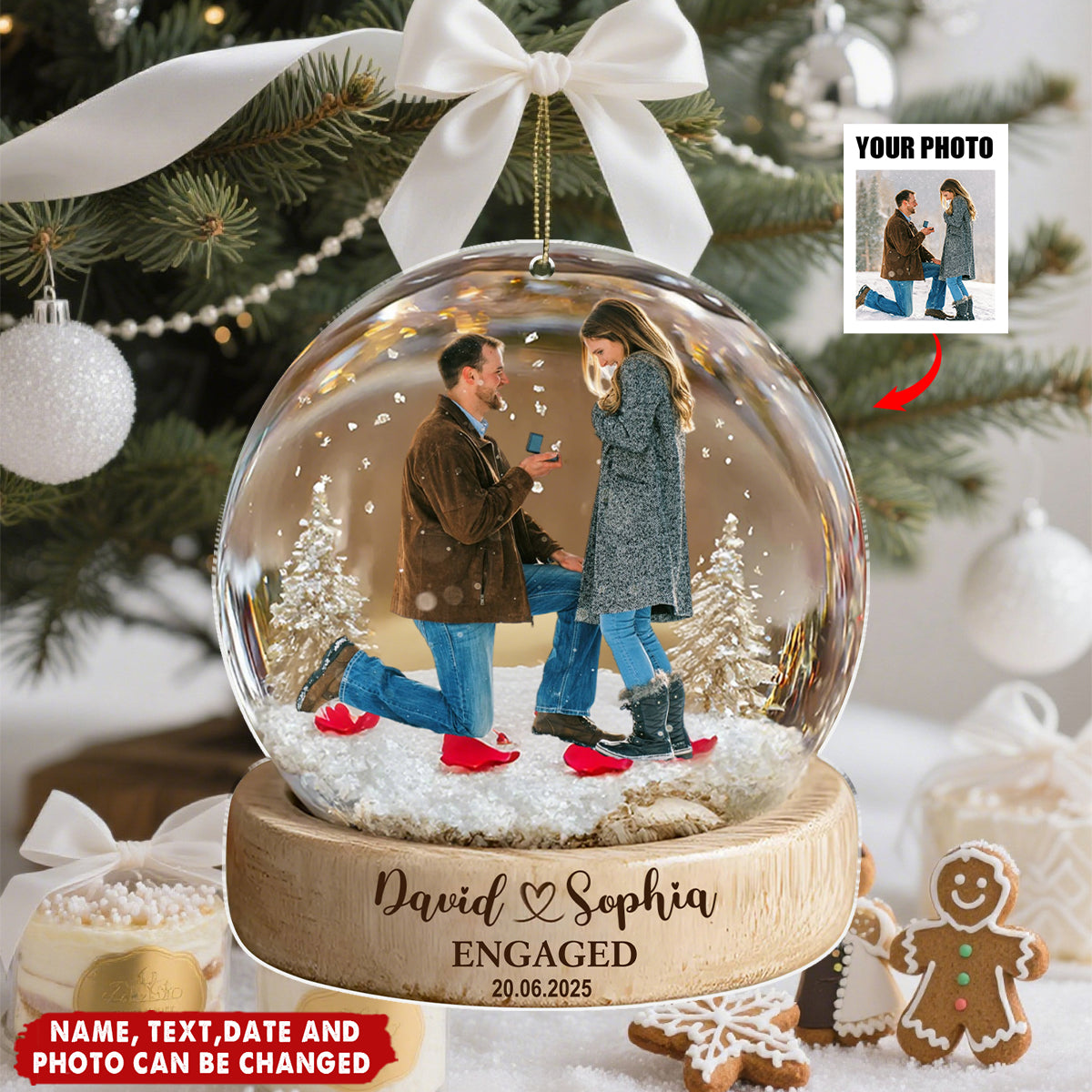 Our First Christmas Engaged Keepsake - Personalized Christmas Acrylic Ornament
