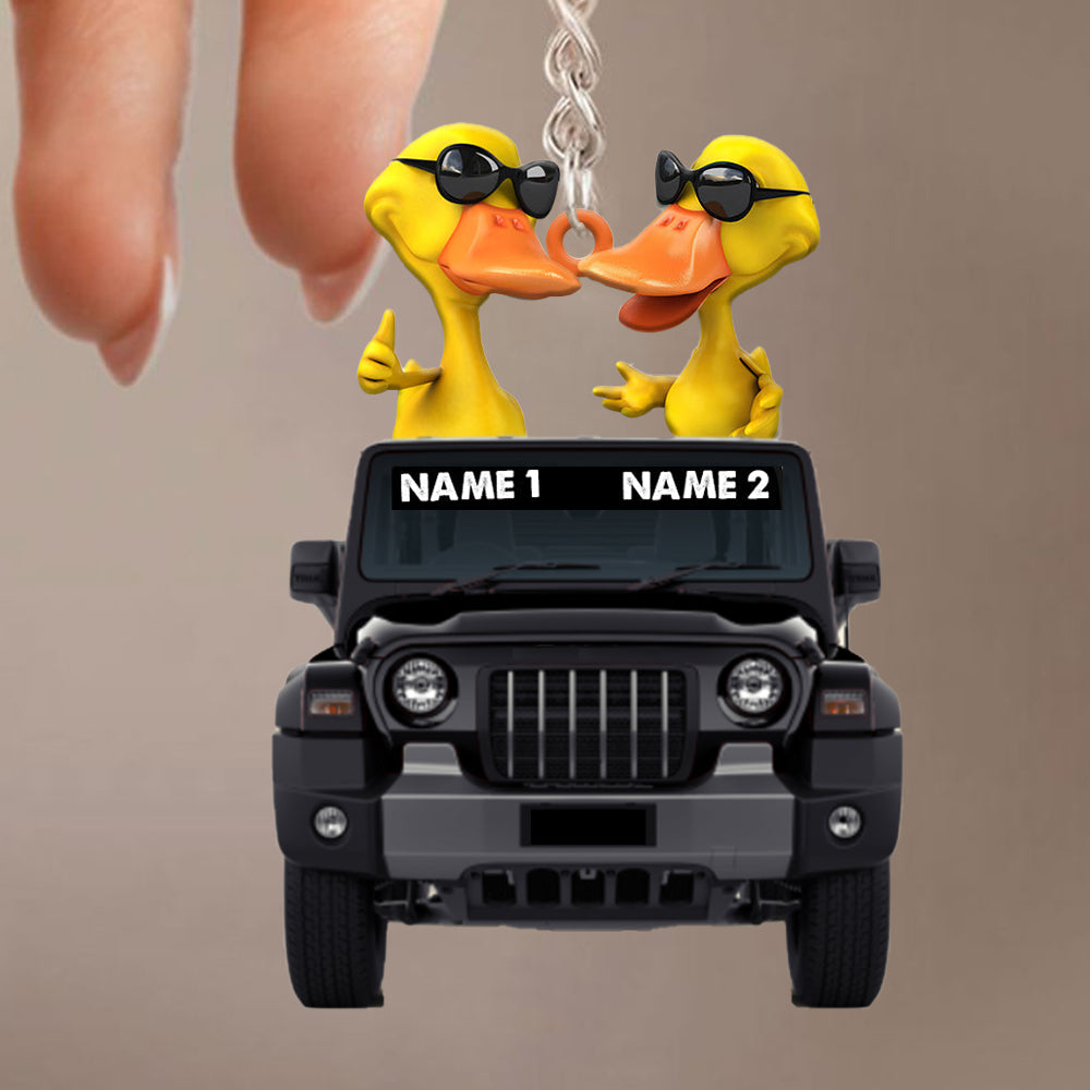 Duck Car Happy Moment - Personalized Flat Keychain - Gift for Car Lovers