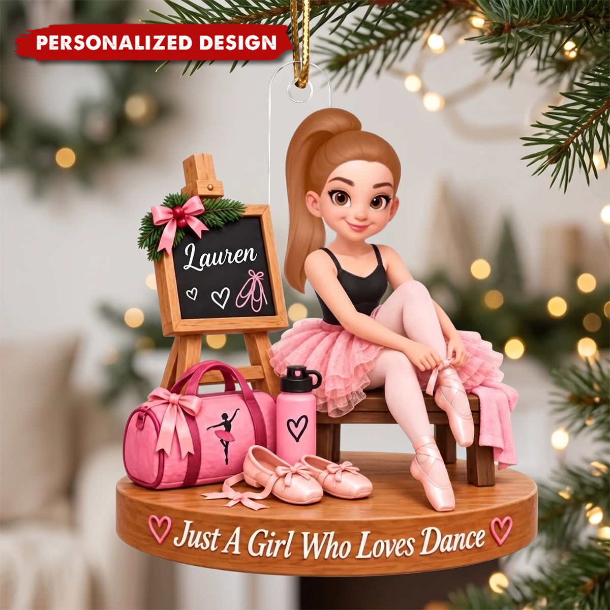 Personalized Ballet Girl Acrylic Ornament - Christmas Gift for Dancers