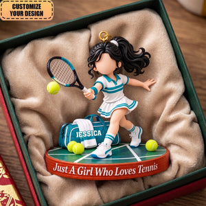 Personalized Tennis Girl Christmas Ornament, Custom Name Keepsake