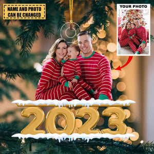 Family 2023 - Personalized Custom Photo Mica Ornament - Christmas Gift For Family