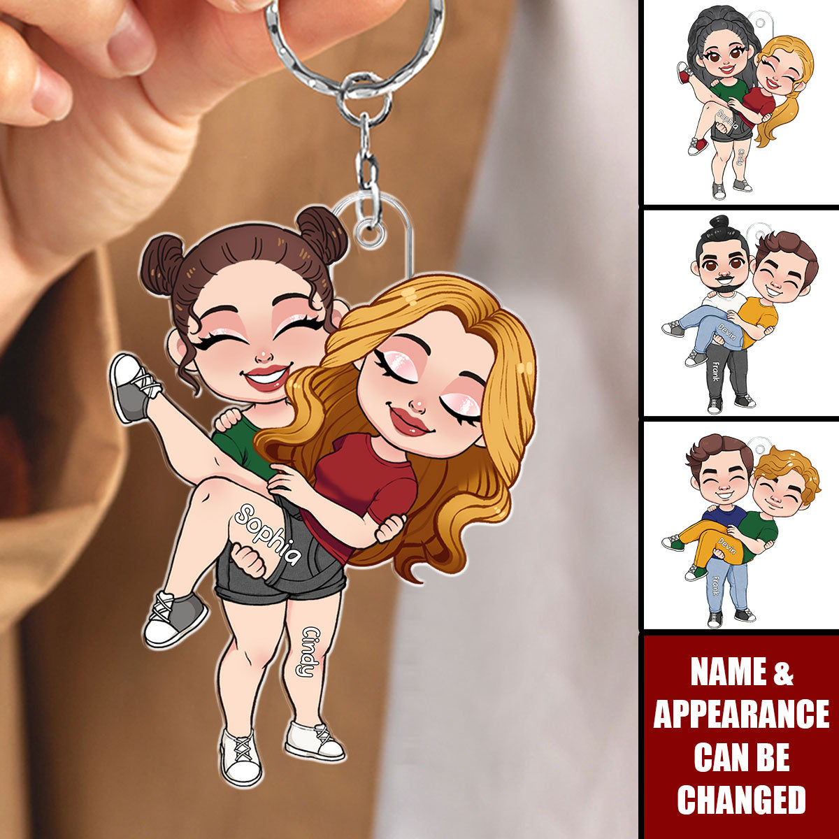 LGBT Couple Hugging Love Is Love - Personalized Keychain