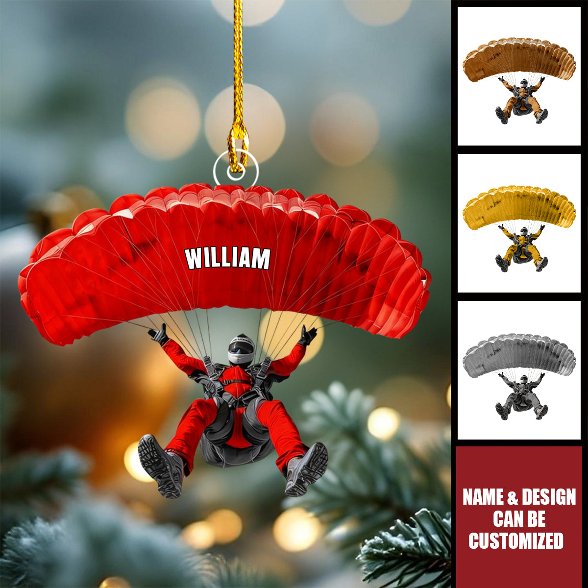 Personalized Skydiver Christmas Ornament - Gift For Skydiving Lovers, Extreme Sports Fans