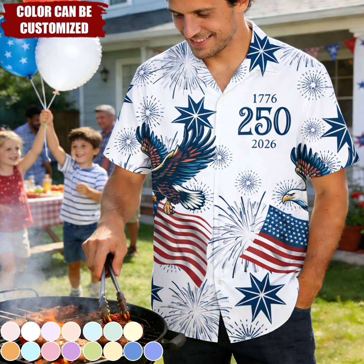 Personalized USA 250 Anniversary Eagle 1776-2026 Hawaii Shirt