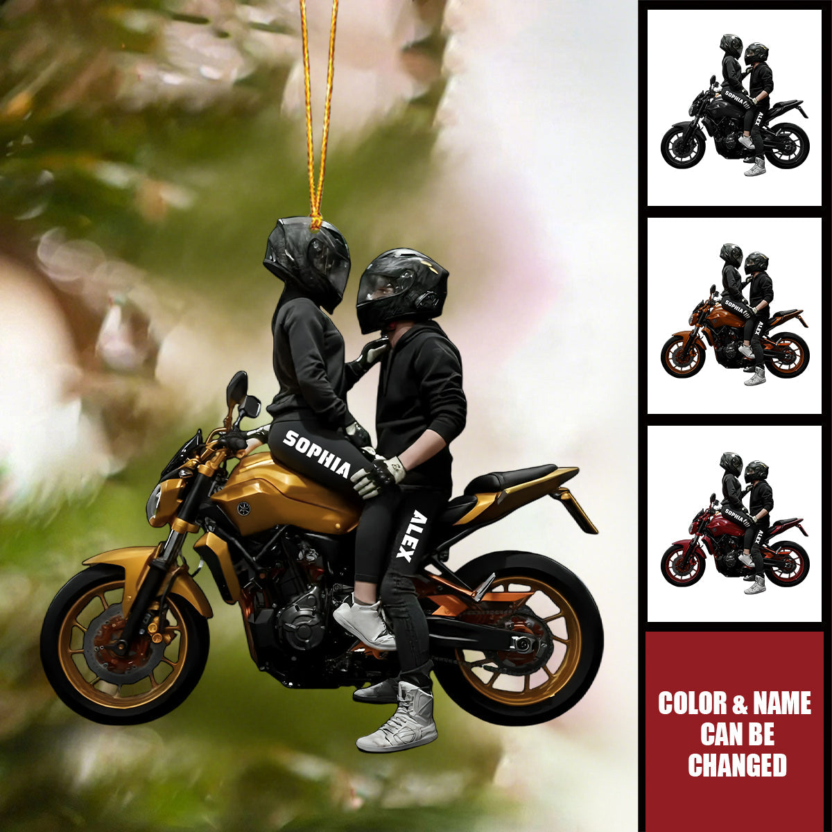 Motorbike Couple Home Decor, Christmas Ornament, Personalized Ornament