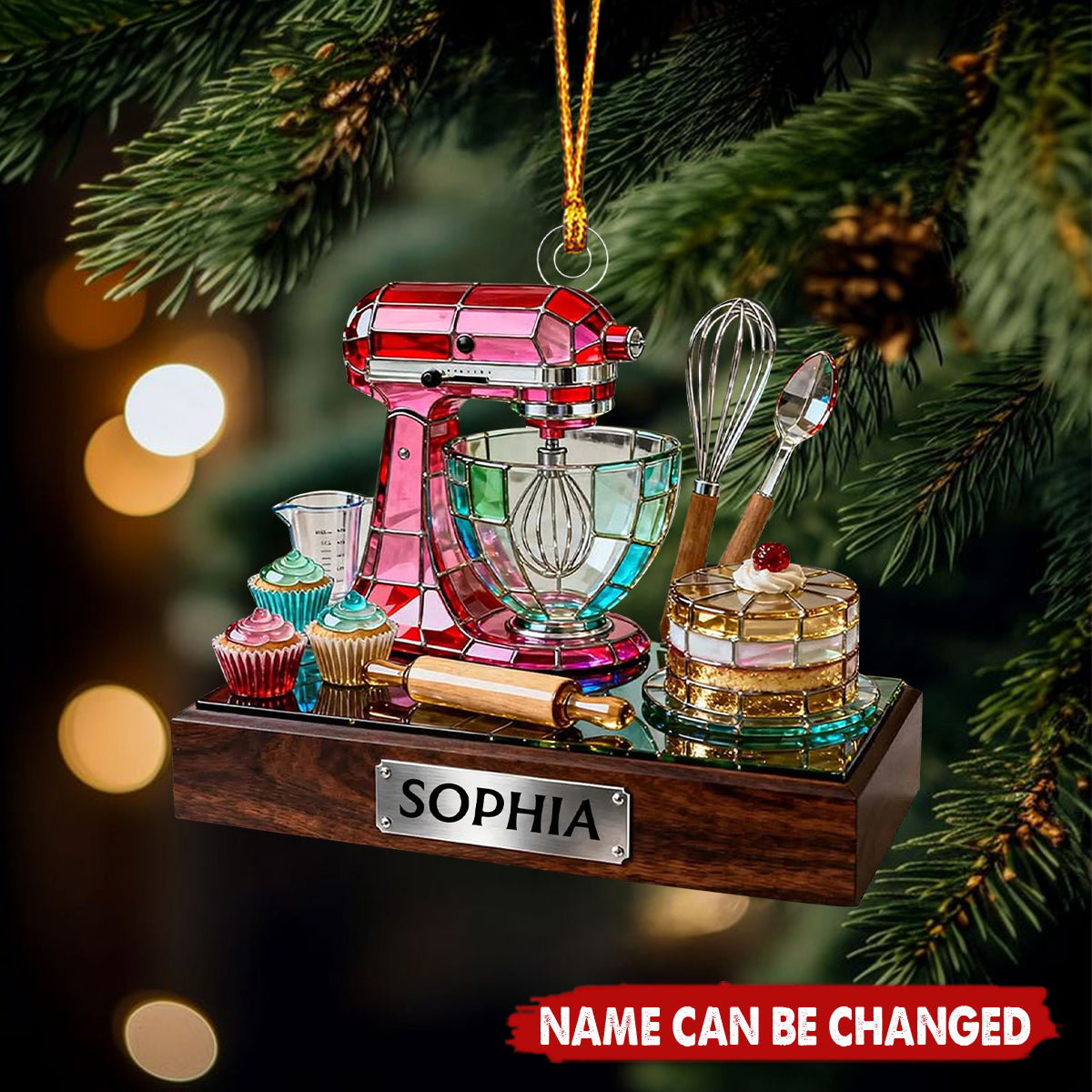 Personalized Baking Mixer Christmas Ornament, Colorful Acrylic Kitchen Decor with Custom Name, Gift for Bakers and Cooking Lovers
