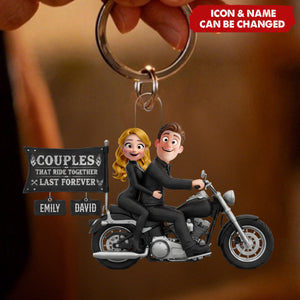 Biker Couple Acrylic Keychain - Personalized Gifts For Couples