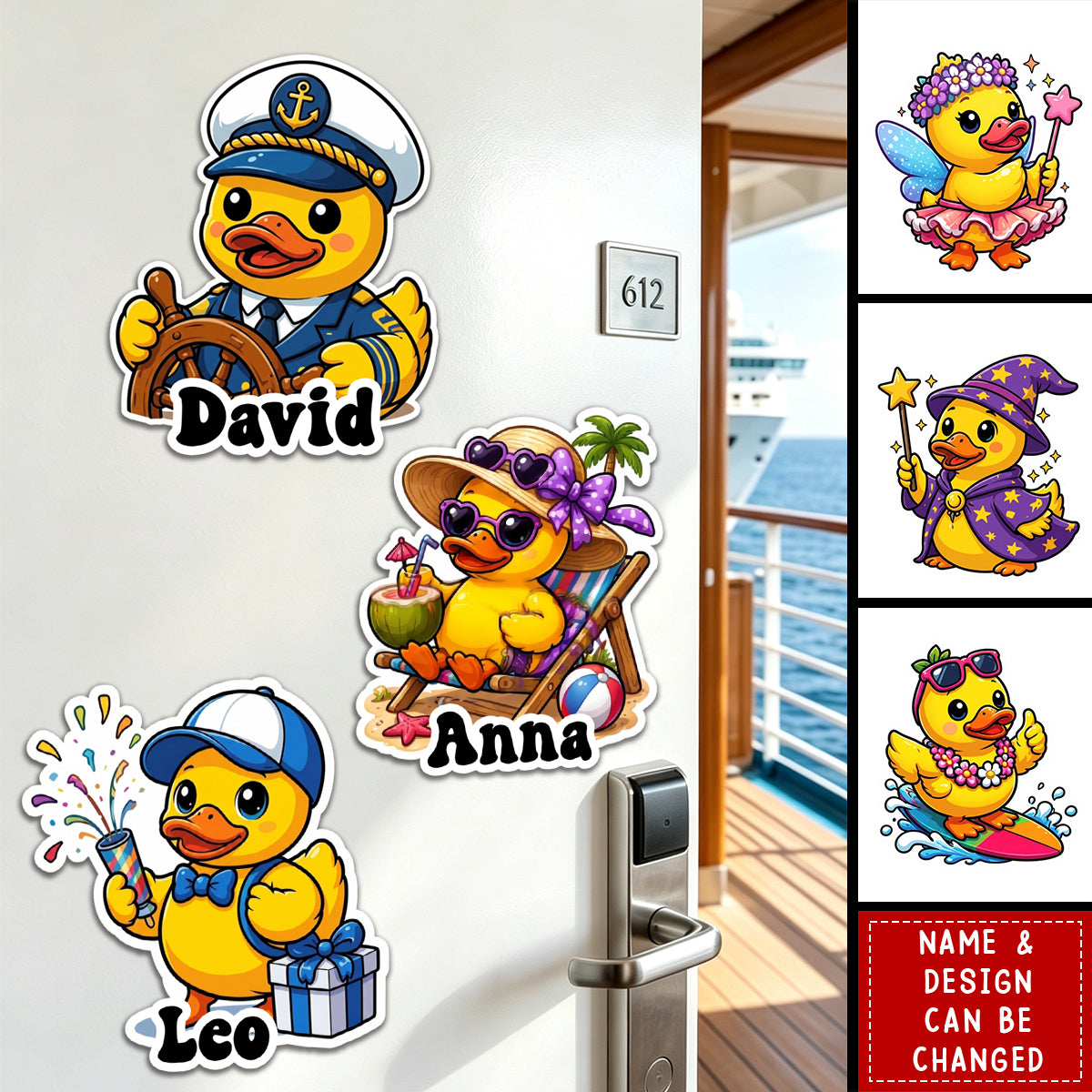 Cute Duck - Cruise Door Signs Stateroom Decor Cruising Family Vacation, Girls Trip - Personalized Magnet