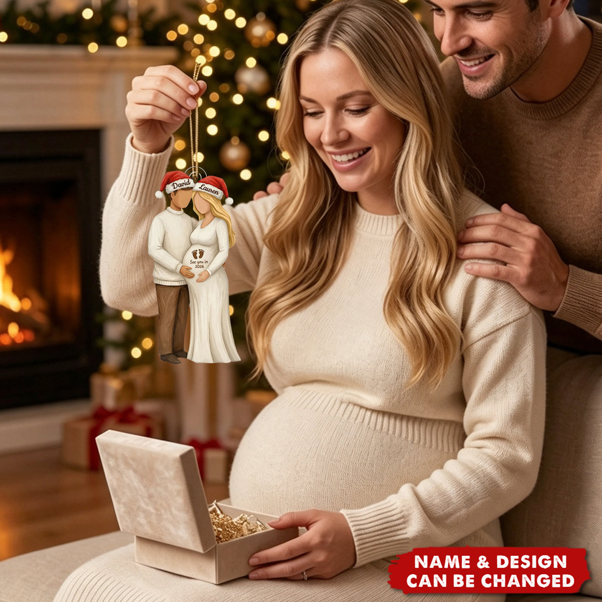Pregnancy Announcement - Personalized Acrylic Ornament - Heartwarming Christmas Gift For Couple, Family