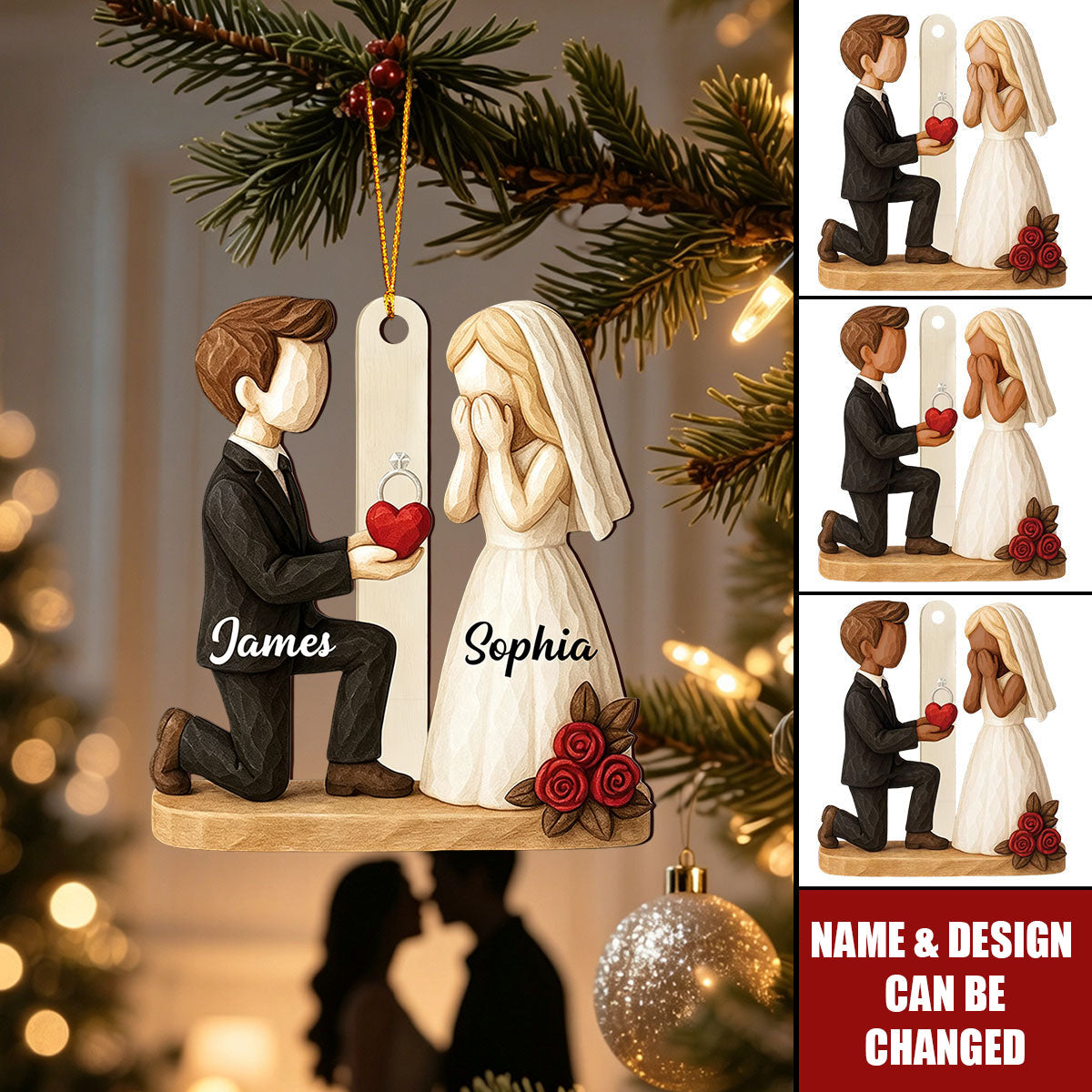 ''She Said Yes''- Personalized Couple Ornament, Newlyweds Gift
