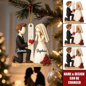 ''She Said Yes''- Personalized Couple Ornament, Newlyweds Gift