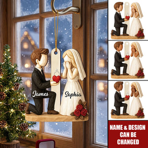 ''She Said Yes''- Personalized Couple Ornament, Newlyweds Gift